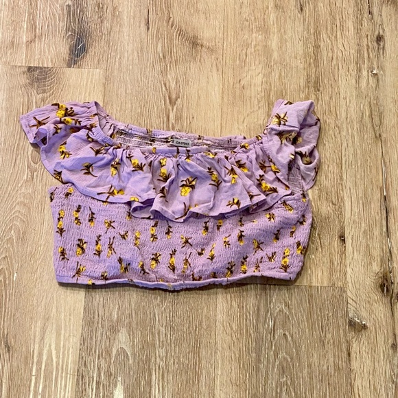 Cute Purple Floral Crop Top, great condition. - Picture 2 of 8